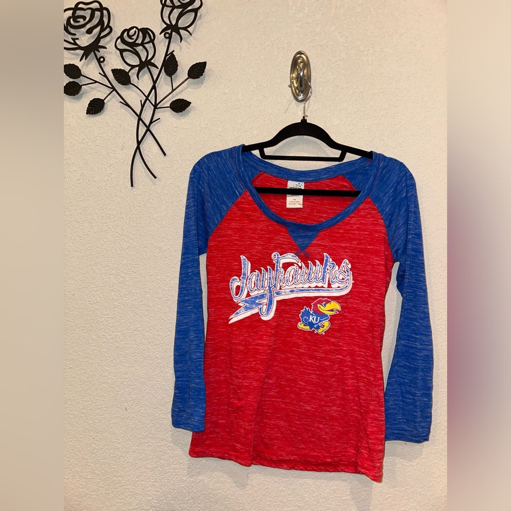 Creative Apparel University of Kansas Jayhawk Long Sleeve Tee Heathered Size M